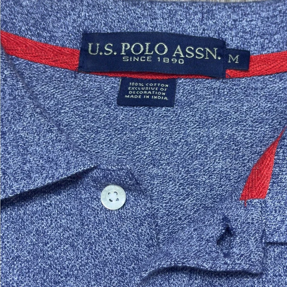 U.S. Polo Assn. Heather Blue Polo with Red Emblem - Picture 2 of 5